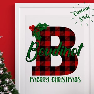 Personalisierte Weihnachten Monogramm SVG, digitaler Download Svg gesendet einmal komplett benutzerdefinierte plaid HolidayMonogram Svg geschnitten Datei Silhouette Cricut