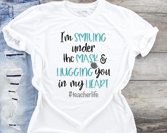 Teacher Mask Shirt Social Distancing Cute back to school shirt, teacher life t-shirt, Teacher appreciation gift, Unique teacher gift