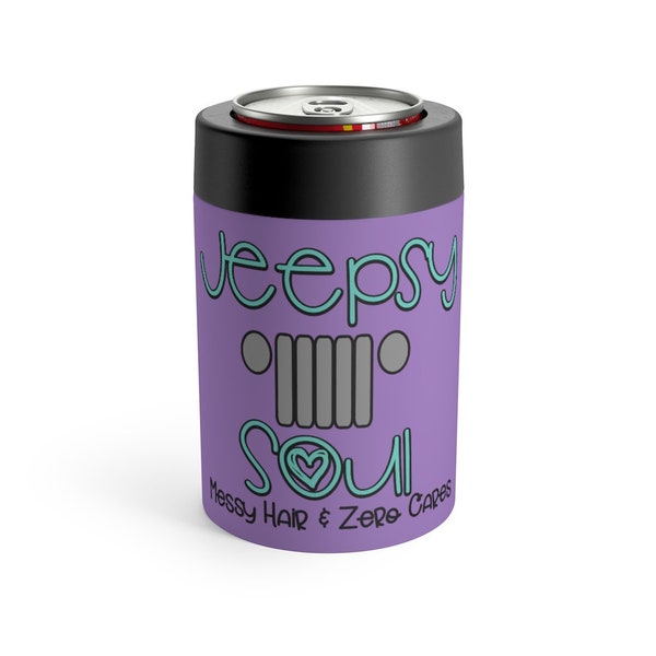 Jeepsy soul Messy Hair & Zero Cares Can Koozie Drink holder, Car Owner Gift, Summer gypsy soul drink holder.