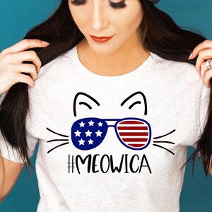 Meowica Cat shirt 4th of July Cat shirt Cute Independence Day cat tshirt best cat t-shirt