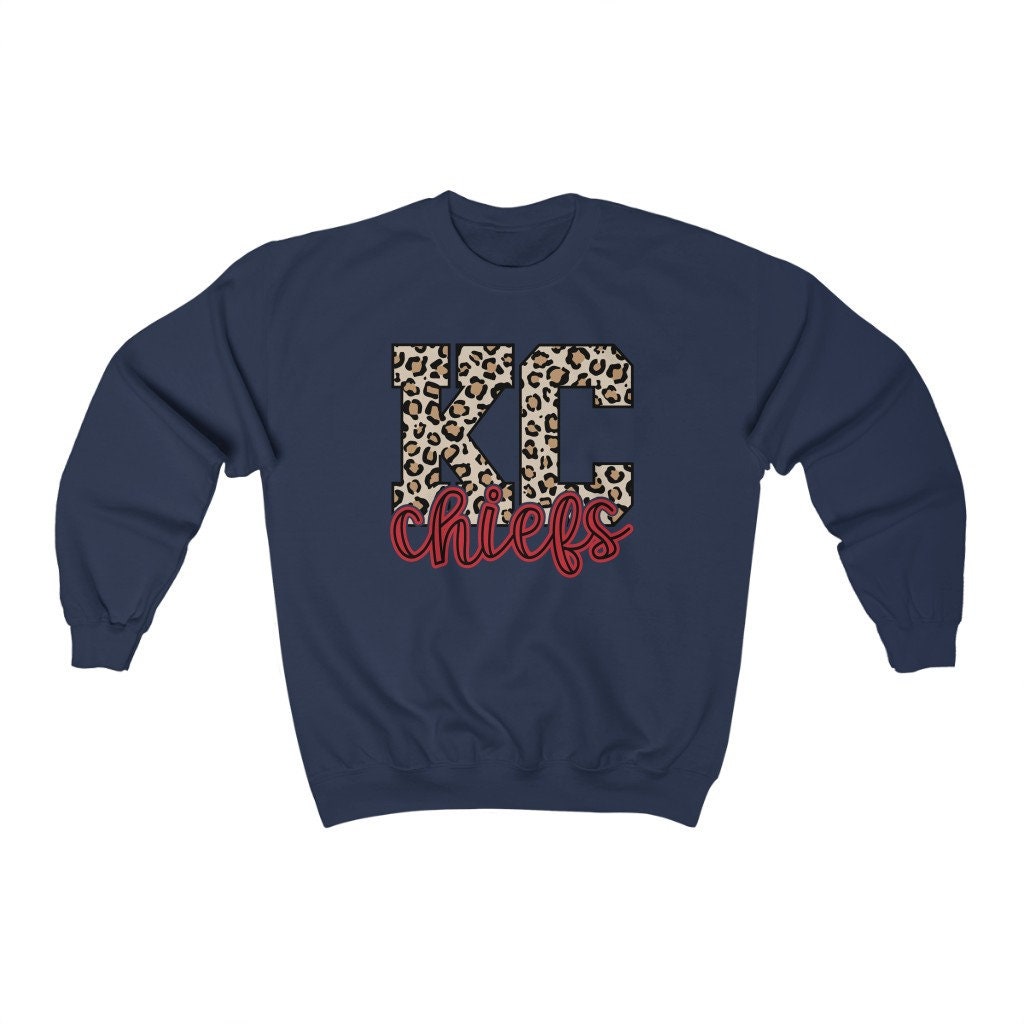 Women's KC Chiefs Leopard Print Sweatshirt, Super Bowl Football