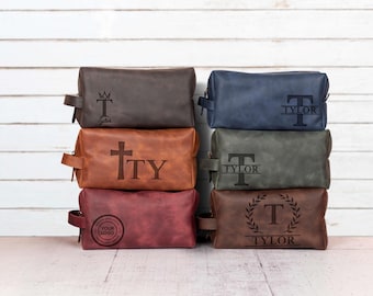 Toiletry Bag for Dad, Groomsmen Dopp Kits Personalized Gifts for Boyfriend, Zipper Pouch Custom Travel Bag for Him, Mens Toiletry Bags