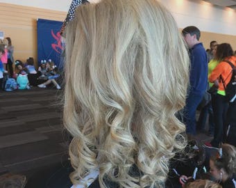 Cola de caballo ondulada y rizada: postizo sintético con cordón de 55 cm