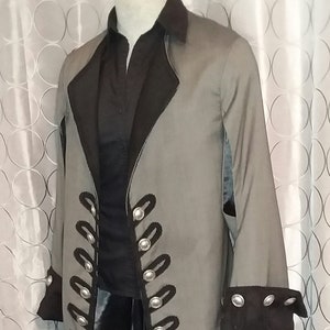 18th Century Pirate Captain Coat with Full Skirted back and Split Sleeves