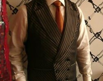 Mens Victorian Double Breasted Vest Wedding Waistcoat Edwardian Groomsmen Vests