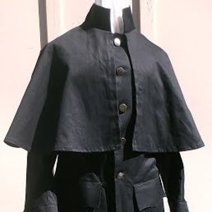 Mans Single Breasted English Regency Inverness Greatcoat  with Detachable Cape, in Cotton