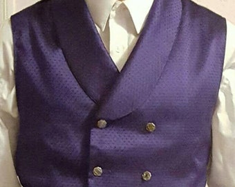 Mens Victorian Double Breasted Waistcoat with Rounded Shawl Collar