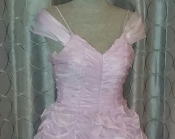 Vintage Lilac Prom Dress with shirred skirt from 1970's