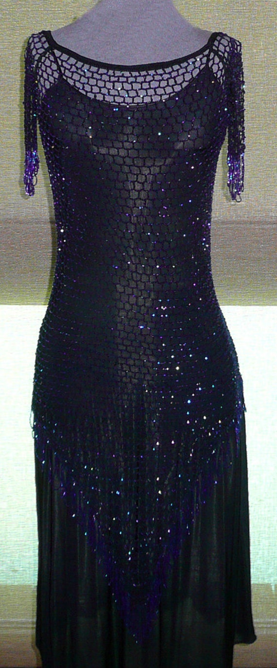 Bohemian Beaded Fishnet Crochet Dress 