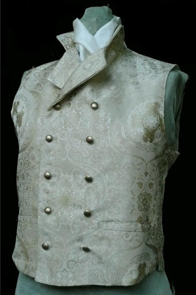 English Regency Double Breasted Vest Wedding Groom Waistcoat French Empire image 3