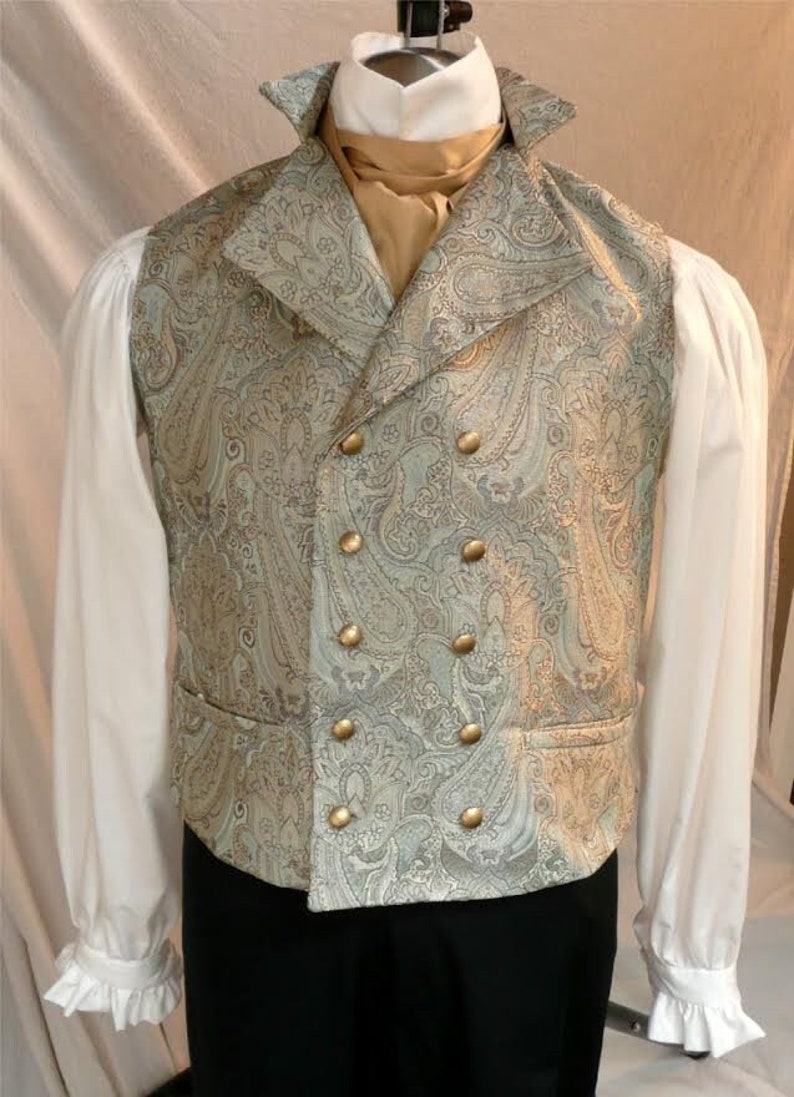 English Regency Double Breasted Vest Wedding Groom Waistcoat French Empire image 1