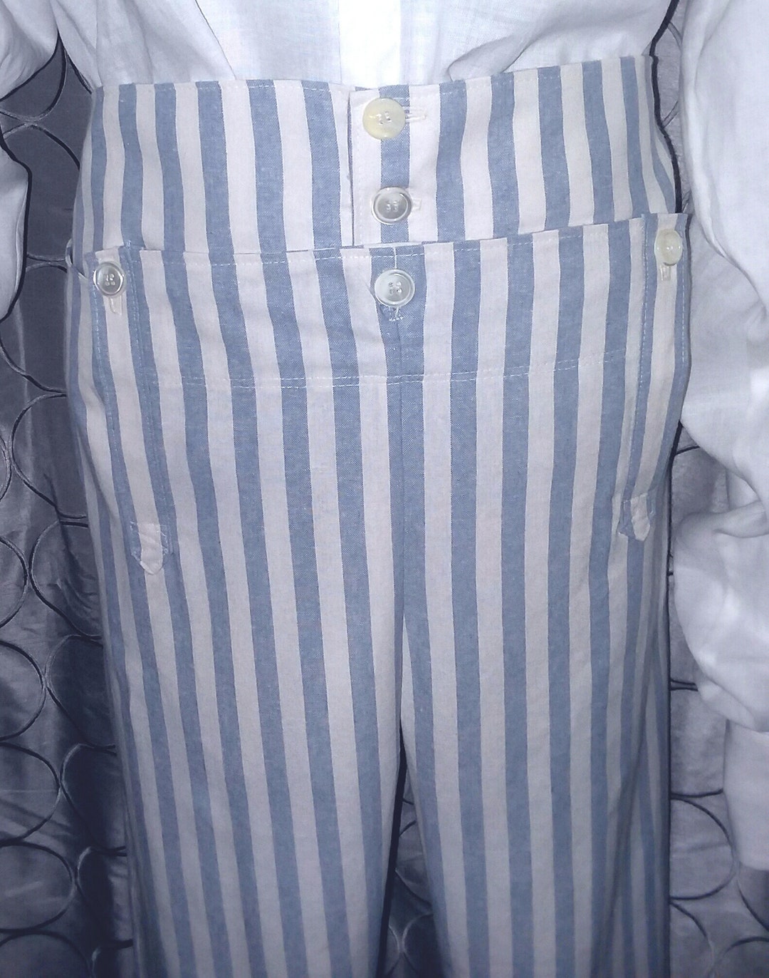 パンツ SEMICOUTURE Cotton blend trouser with striped motif Semicouture Jhonny Striped Cotton Trousers in Blue | Lyst