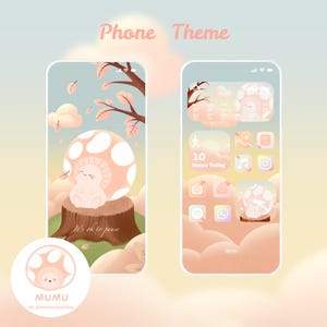 Mumu meditation phone theme | For iOS and Android | Cute and Calming Wallpaper | Relaxing Lock Screen | Cute phone Icons and Widgets