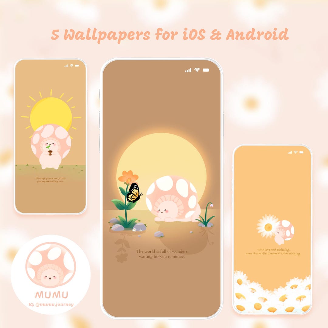 5 champignons fond d'écran de téléphone de style minimaliste iOS ...