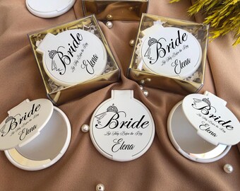 Espejo compacto de novia personalizado, elegante recuerdo de boda