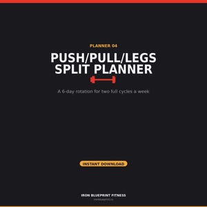 Push Pull Legs Split Planner, 6-Day Workout Schedule for Strength Training