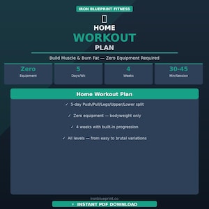 Comprehensive Home Workout Plan, 5-Day Bodyweight Training Program