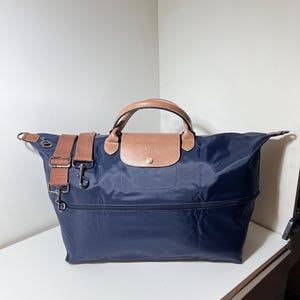 Longchamp Kabinen-Reisetasche „Le Pliage Extensible“ Second-Hand Authentisches Nylon Leder