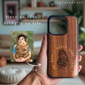 Custom Engraved Wood Phone Case with Photo, Text or Design – Personalized iPhone Cover with Natural Finish and MagSafe Compatible Grip