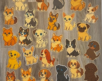 Dog Sticker Cute Puppy Stickers Dog Breed Decals Funny Dog Lover Art Pet Aesthetic Vinyl Dog Stickers Animal Gift Set Dog Mom Gift Puppy