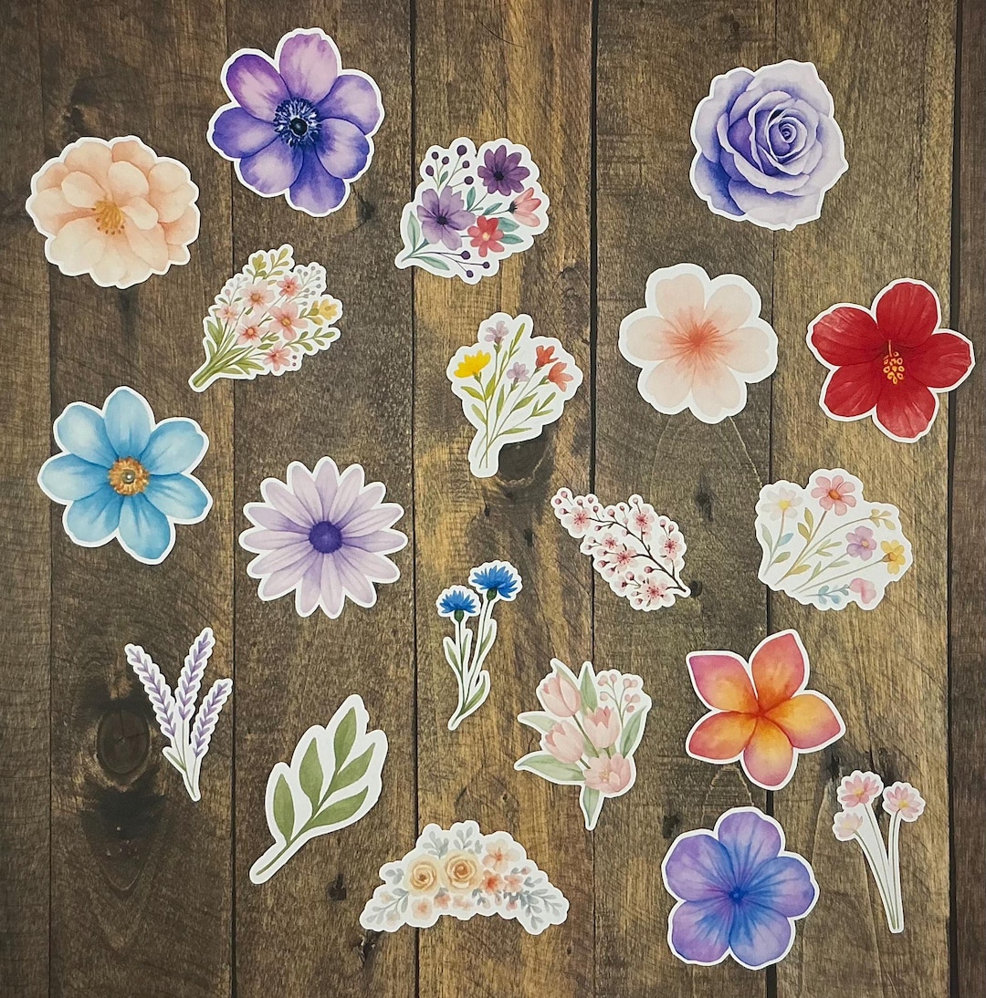 Floavour Poster Sticker Watercolor Flower Stickers Botanical Floral Sticker Decals Watercolor ...