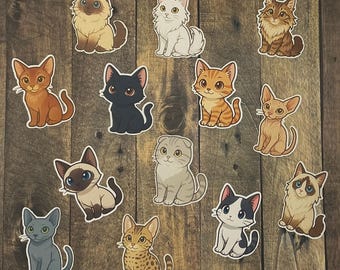Cat Sticker Pack Cute Cat Stickers Kawaii Cat Decals Funny Cat Gifts Vinyl Cat Stickers Aesthetic Cat Decor Cat Lover Gift Idea Cat Mom Love