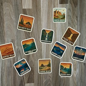 Vintage Oregon Aufkleber | PNW Wahrzeichen Reiseaufkleber | Retro Nationalpark und Freizeit-Stil | Premium gestanzte wasserdichte Vinyl-Aufkleber