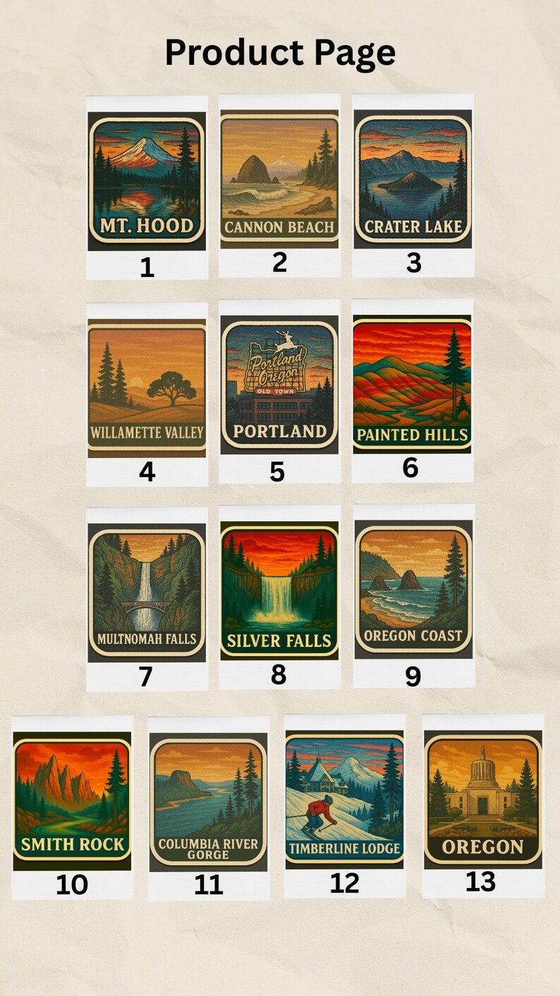 Oregon Vintage Stickers Retro Patch Stickers PNW Travel Decals Forest ...