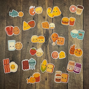 Kawaii Food Stickers Cute Snack Sticker Pack Cartoon Food Decals Adorable Dessert Kawaii Food Lunchbox Art Vinyl Food Aesthetic