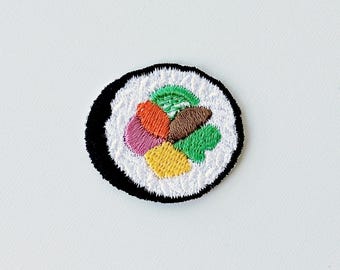 Toppa Gimbap coreana / Toppa ricamata termoadesiva Kimbap K-Food / Regalo per gli amanti del cibo coreano