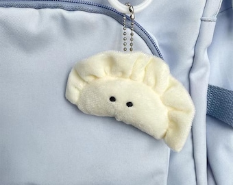 Portachiavi carino a forma di gyoza kawaii / portachiavi a forma di gnocco di peluche / borsa zaino / accessorio con cerniera