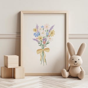 Flower Nursery Art Print: Hand Drawn Floral Decor (Digital Download)