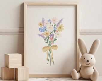 Flower Nursery Art Print: Hand Drawn Floral Decor (Digital Download)