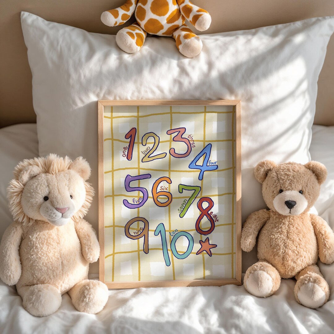 Numbers Nursery Art: Hand-drawn Kids Room Poster (digital Print) - Etsy