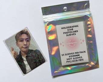 Holographic Star Kpop Photocard Sleeves (25 Pack) | Holomoon