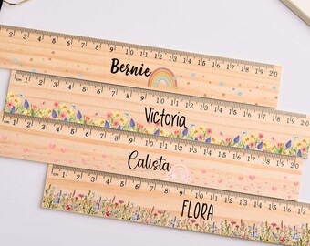 Regla de madera, regla de estudiante, útiles escolares, regla personalizada para niños, regalo de regreso a clases, regalo para niños, regalo para estudiantes.