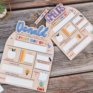 Back to School Sign,Wooden School Sign,Personalized First and Last Day of School Sign,Dry Erase School Sign,Custom First Day Of School Board