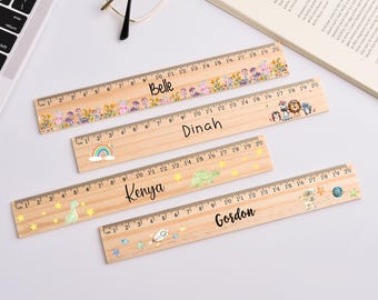 Regla de madera, regla de estudiante, útiles escolares, regla personalizada para niños, regalo de regreso a clases, regalo para niños, regalo para estudiantes.