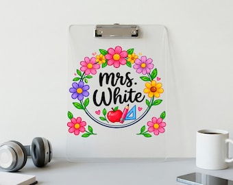 Personalized Teacher Acrylic Clipboard, Custom Name Teacher Clipboard, Teacher Appreciation Present, Gift for Teacher