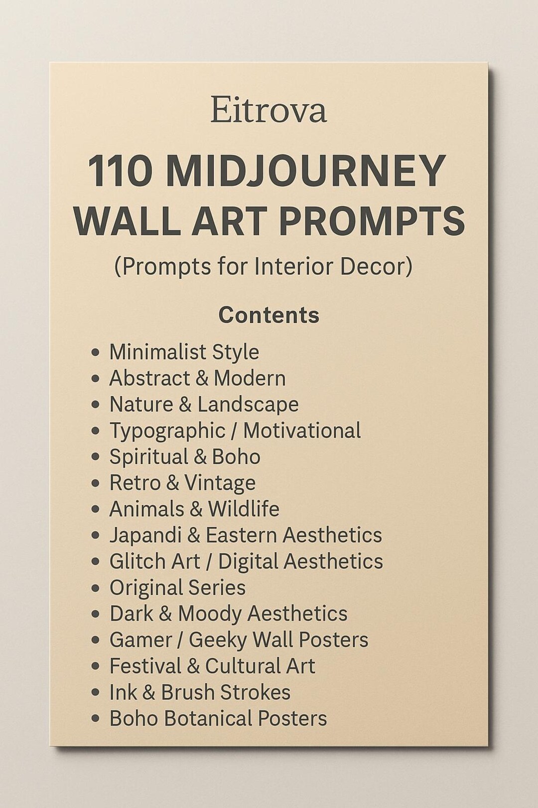 Midjourney Wall Art Prompts: 100 AI Art Ideas (PDF) - Etsy