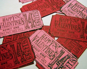 Valentine Tickets - Happy Valentines Day - Pink and Red - Mixed Set (10)