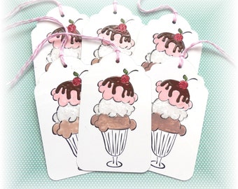 Ice Cream Sundae - Triple Scoop - Gift/Hang Tags (6)