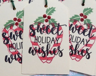 Sweet Holiday Wishes - Merry Christmas - Candy and Food Tags -  Gift/Hang Tags (6)