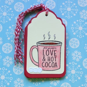 Hot Cocoa - Christmas tags - Hot Chocolate - Cocoa & Cookies-  Handmade - Gift/Hang Tag tags (8)