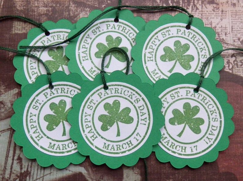 Happy St Patricks Day March 17th round scalloped tags 6 image 2