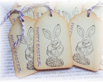 Happy Easter - Baby Chick Bunny Tags - Easter - Gift/Hang Tags (8)