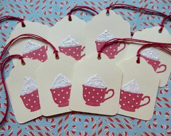 Tiny Coffee Tags - Love you a Latte - Friendship - Thank you - Gift/Hang Tags (8)