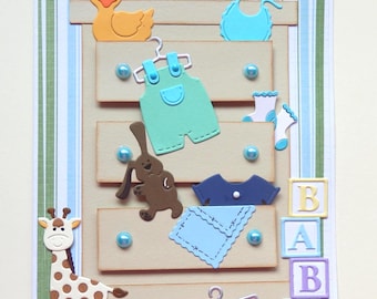 Handmade Baby Boy Card – Dresser & Clothes Embellishments (1)