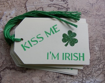 Kiss Me I'm Irish - Shamrock Tags - St. Patricks Day- Tags - Gift Tags (8)