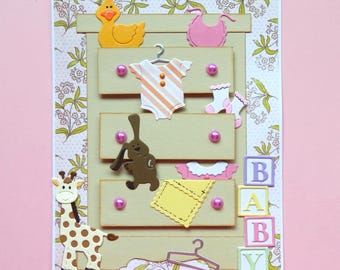 Handmade card ~ Baby Dresser - Baby clothes - New Baby - New Parents -  Baby GIRL (1)